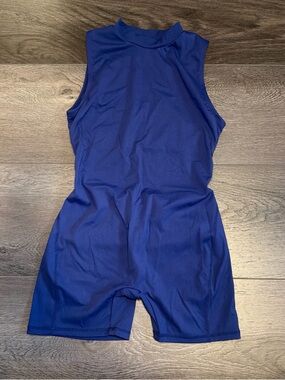 Sleeveless Royal Blue Athletic one piece workout outfit